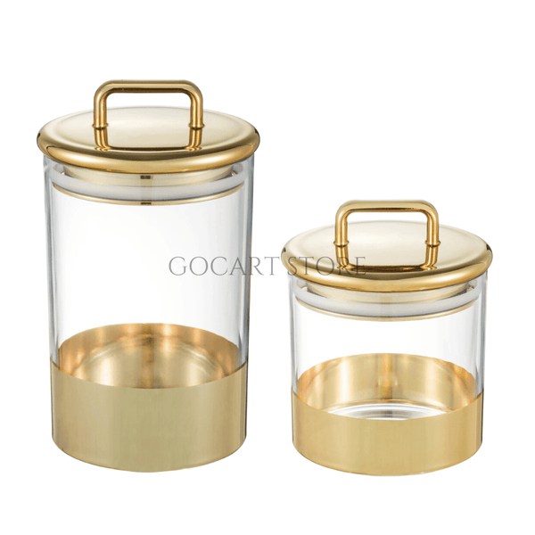 Gold Round Acrylic Airtight Canister