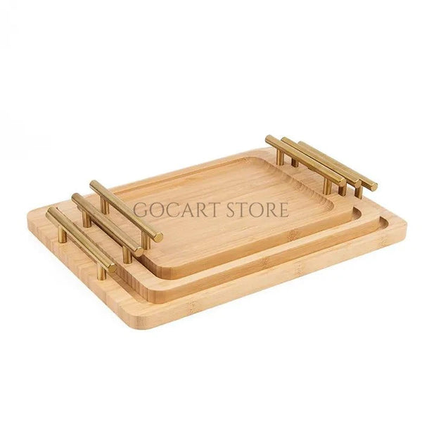 Modern Bamboo Tray With Golden Handles