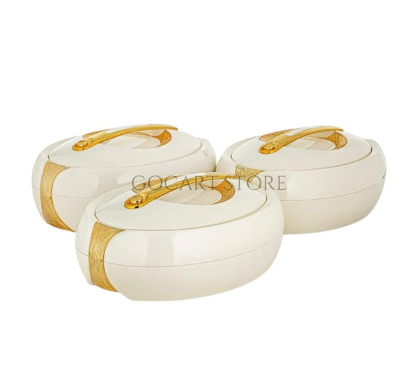 Forever Gold 3 Pieces Plastic Hot Pot Set Pearl White & Gold - ZM