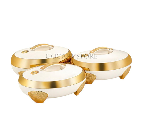 Forever Gold 3 Pieces Plastic Hot Pot Set Pearl White & Gold - ZEA LG/G