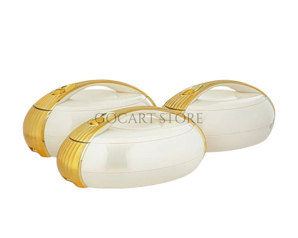 Forever Gold 3 Pieces Hot Pot Set Pearl White & Gold - ZFA