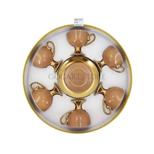 6Pcs Cup Saucer Brown