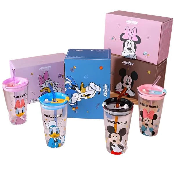 DISNEY Mickey & Friends Sipper Glass With Lid & Straw