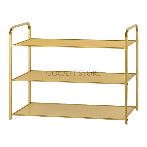 Metal Shoe Rack - Golden