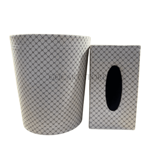 Leather Tissue Box & Dustbin Set - Chanel