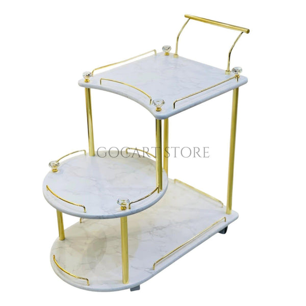 Unique Shape Tea Trolley White