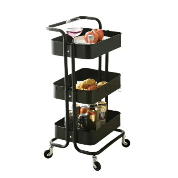 3 Tier Kitchen Trolley Rack - Plastic Baskets