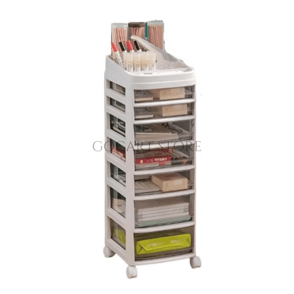 Cosmetic Organizer Cart with Handle and Lockable Wheels