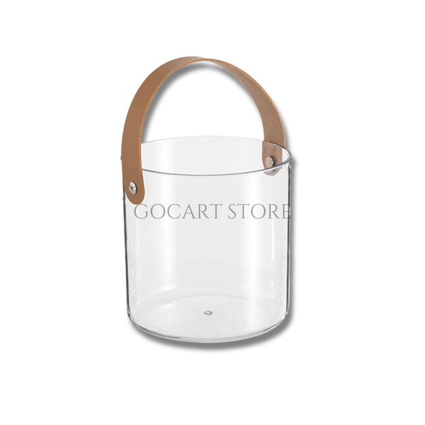 Glass Bucket with Wooden Handle -  Round