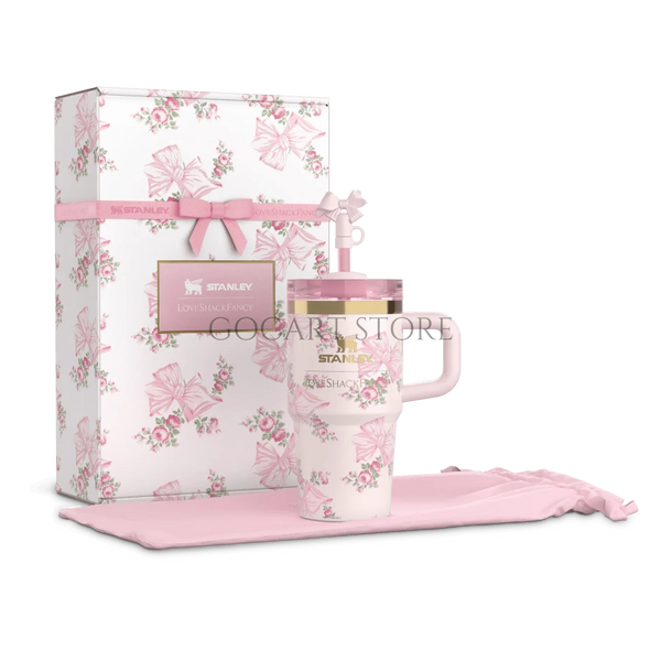The Stanley X LoveShackFancy Holiday Quencher - 20oz - Rosa Beaux Pink