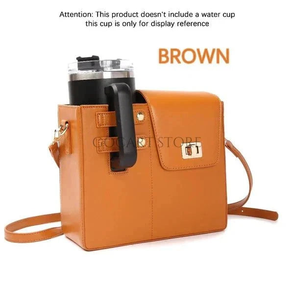 Leather Crossbody Bag With Stanley Cup Holder