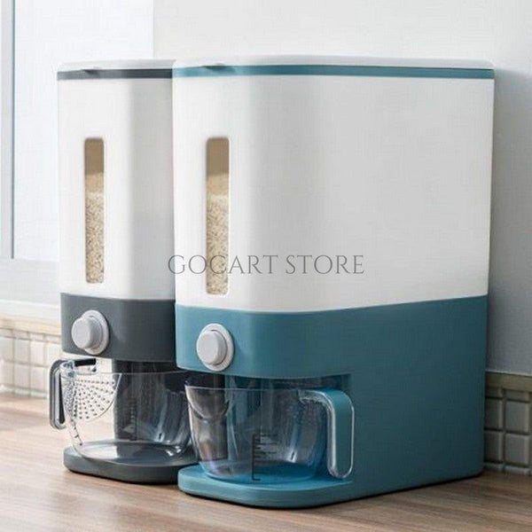 10kg Rice Dispenser Storage Bin Food Tank Rice Bin Container Organizer Measuring Cup
